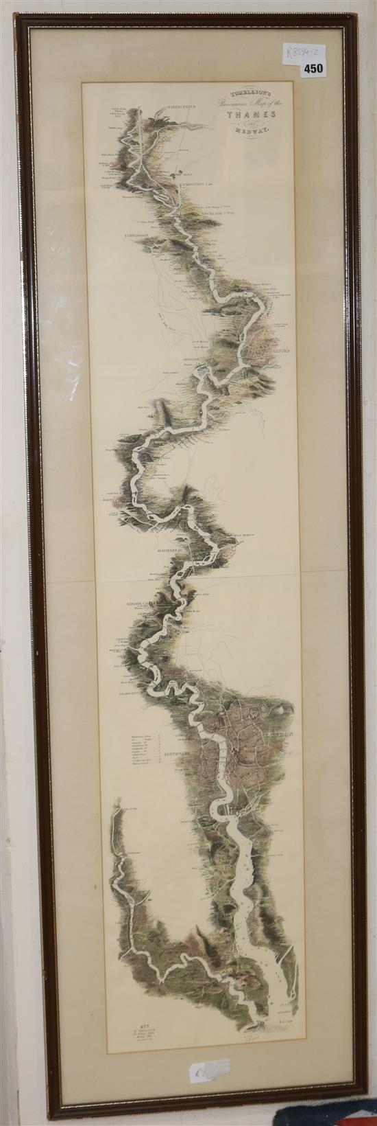 Tomblesons panoramic map of the Thames and Medway, 1970 re-print 116 x 25cm